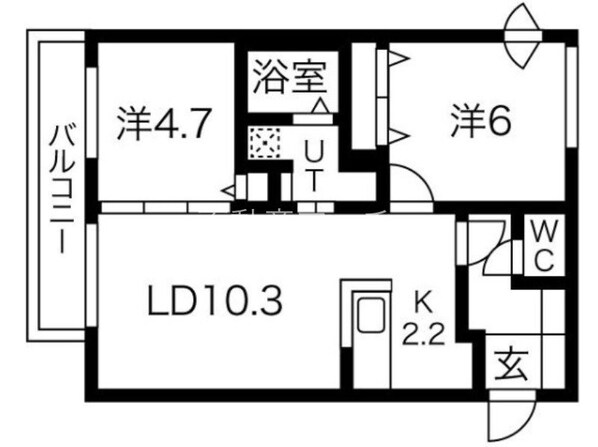 北３４条駅 徒歩3分 3階の物件間取画像